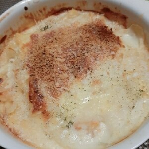 根菜の煮物のリメイク→時短で豆乳根菜グラタン